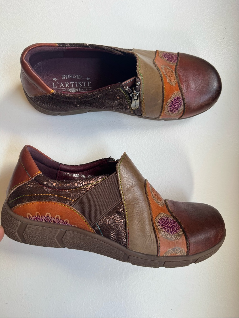 L'Artiste by Spring Step Leather Flats Lata Multi Brown Floral EU 38